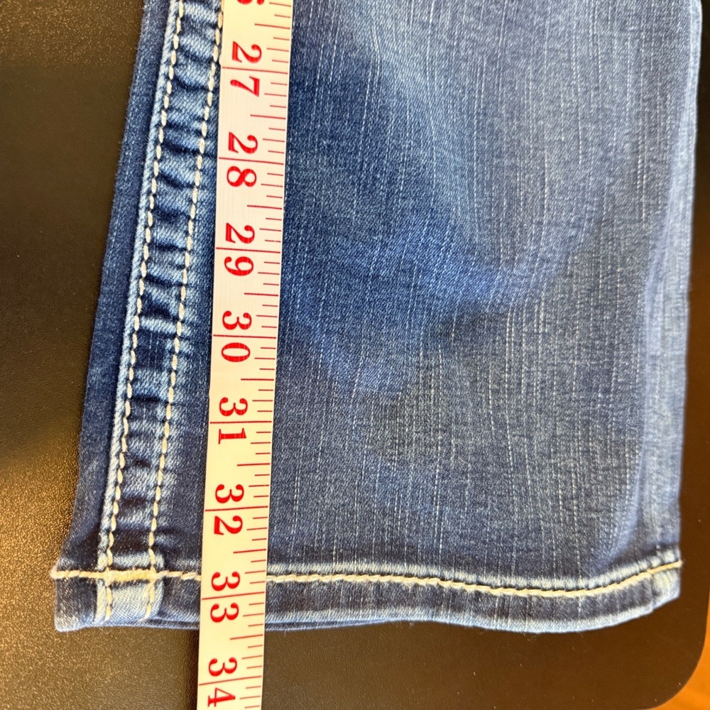 Miss Me Bootcut Jeans Size 30 Blue NWT Mid-Rise Embroidered Teal Wing M3930B - Picture 7 of 11